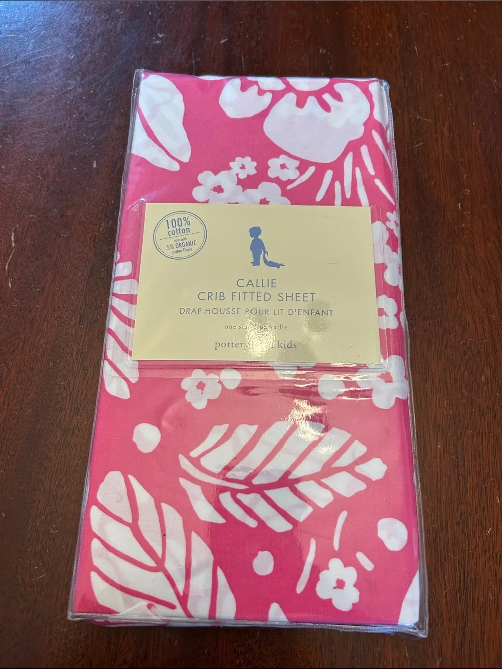 Pottery Barn Kids Pink & White Floral Fitted Crib Sheet - Callie Design NWT